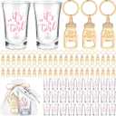 Vesici 50 Set Baby Shower Favors for Girls Boys Acrylic Shot Glasses Gold Bottle Opener Keychains Thank You Tags and Bags for Baby Shower Party Gender Reveal Party Guests Return Gift (It's A Girl)
