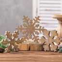 Bucherry 3 Pcs Winter Wooden Snowflake Decor Rustic Winter Snowflake Table Signs Wonderland Wood Blocks Farmhouse Christmas Tiered Tray Decorations for Xmas Table Shelf(Wood Colors)