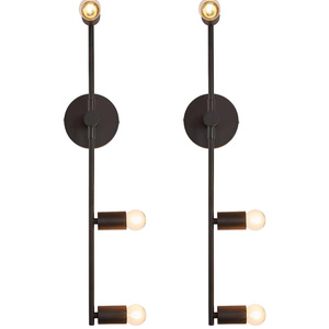 3 Lights Modern Wall Sconces,Vintage Lighting,Wall Mounted Lights,Porch Hallway Wall Lamp for Living Room Bedroom Bathroom Mirror (Black, 2)
