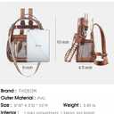 FADEON Clear Small Backpack Purse for Women, Designer Transparent Shoulder Handbag, PVC Mini Clear Bag for Stadium Approved