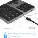 Bluetooth Number Pad, Lekvey Aluminum Rechargeable Wireless Numeric Keypad Slim 34-Keys External Numpad Keyboard Data Entry Compatible for Macbook, MacBook Air/Pro, iMac Windows Laptop Surface Pro etc