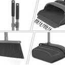 Broom and Dustpan Set for Home, Office, Indoor&Outdoor Sweeping, Stand Up Broom and Dustpan (Black&Gray)