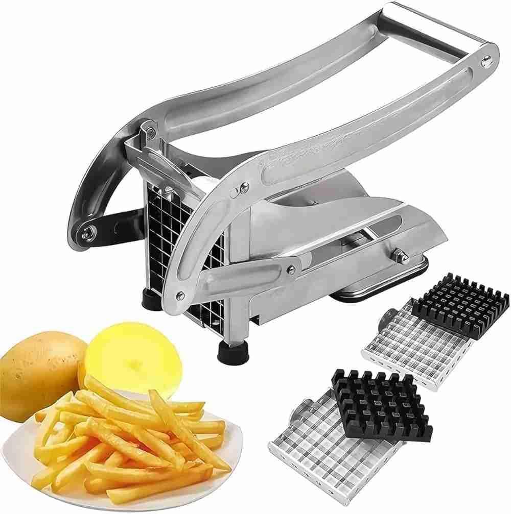 French Fry Cutter Potato Cutter with 2 Blades, Professional Potato Slicer Stainless Steel, Press French Fries Maker for Potatoes, Fry Press Fry Slicer