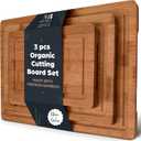 MelBell Bamboo Cutting Board Set Of 3 for Kitchen - Wooden Chopping Boards with Juice Groove - Wood Serving Board for Meat, Vegetables, Cheese