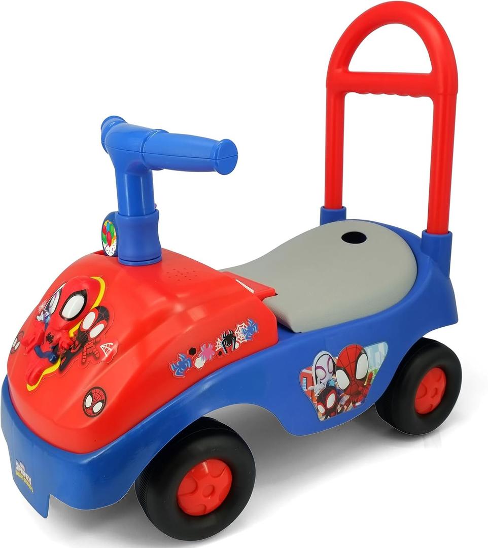 Kiddieland Spidey Ride-On Foot-to-Floor Vehicle with Foldable Handle, Interactive Dashboard Sounds & Toy Phone, for Toddlers 1236 Months, 55 lb Limit, Large