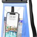 Large Waterproof Phone Pouch Floating, Waterproof Phone Case for iPhone 14 15 Pro Max 13 Plus 12 11 Samsung S23 Ultra S22 up to 8.5'', IPX8 Water Proof Phone Dry Bag for Swimming Kayaking Vacation (Clear Blue)