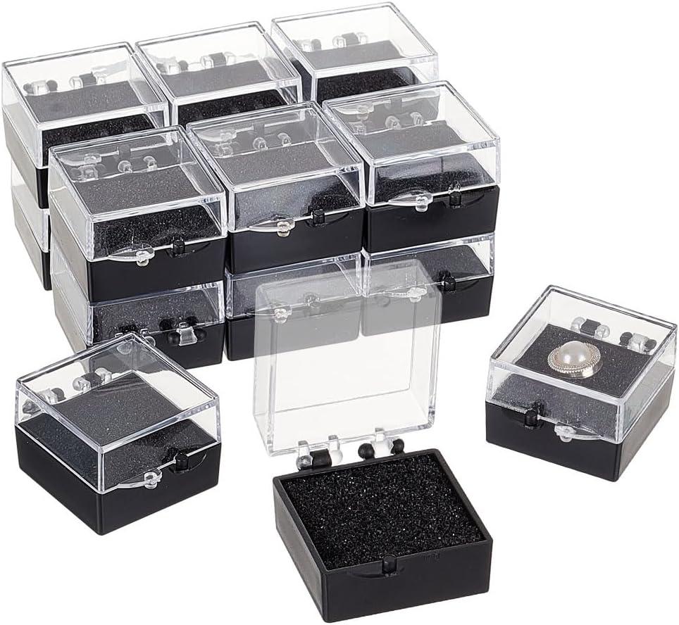 OLYCRAFT 16Pcs Clear Plastic Gift Box For Pin 1.1x1.1x0.4 Inch Black Small Presentation Boxes for Badge Clear Lapel Pin Presentation Display Case for Lapel Pin Gemstone Storage Display