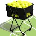 Foldable Tennis Ball Hopper, Holds 170 Balls, Large Capacity Tennis Ball Hopper with Wheels for Baseball Softball Pickleball Training