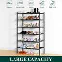 Smiry Bamboo Shoe Rack, 6 Tier Free Standing Wooden Shoe Organizer, Stackable 12 Vertical Slats Wood Shoe Storage Shelf for Closet, Entryway, Three-piece Thicker Legs, 26.8"x11"x39", Black