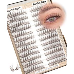 Cat Eye Brown Lash Clusters 8-12MM Natural Eyelash Clusters Pre-Mapped Fairy Cluster Eyelash Extensions Beginner-Friendly Wispy Cluster Lashes CC-Curly Clear Band Individual Lashes Short Extensions
