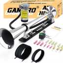 GAMPRO 12V 150DB Air Horn with Install Mounting Bracket Kit, 18 Inches Single Trumpet Truck Air Horn with Compressor Kit for Any 12V Vehicles Trucks Lorrys Trains Boats Cars (Black and Silver)