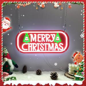 Merry Christmas Neon Sign Christmas LED Signs 15.8 * 6.8Inch Dimmable Neon Light Signs for Wall Decor Party Kids Room New Year Wedding Birthday Party