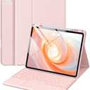 Harvopu for iPad Air 13 inch & Pro 12.9 Case with Keyboard - Multi-Touch Trackpad, 7 Colors Backlit, Detachable Folio Keyboard Cover for iPad Pro 12.9 (6th, 5th, 4th, 3rd gen), Air 13 M3/ M2 (Pink)
