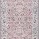 Runner Rug for Kitchen Hallway 2x6 Washable Non-Slip, Soft Boho Floral Carpet Low Pile Vintage Long Kitchen, Bedroom, Laundry, Bathroom, Living Room Rugs (Pink)