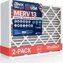 BNX TruFilter 20x25x4 (19.5 x 24.5 x 3.63 Slim Fit) MERV 13 Air Filter (2-Pack) - MADE IN USA - Air Conditioner HVAC AC Furnace Filters Health, Allergies, Mold, Bacteria, Smoke, MPR 1900 FPR 10