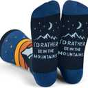 Lavley Outdoors Socks - Hiking and camping gifts for men and women - Great for nature lovers - Holiday or birthday gift (One Size, Id Rather Be in the Mountains)