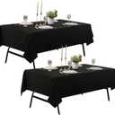 ZarzaaSik 2-Pack 60x144 inch Black Table Cloths, Solid Stain and Wrinkle Resistant Oblong Tablecloth, Premium Plain Weave Polyester Fabric Rectangle Table Linen Covers for Hotel, Banquet