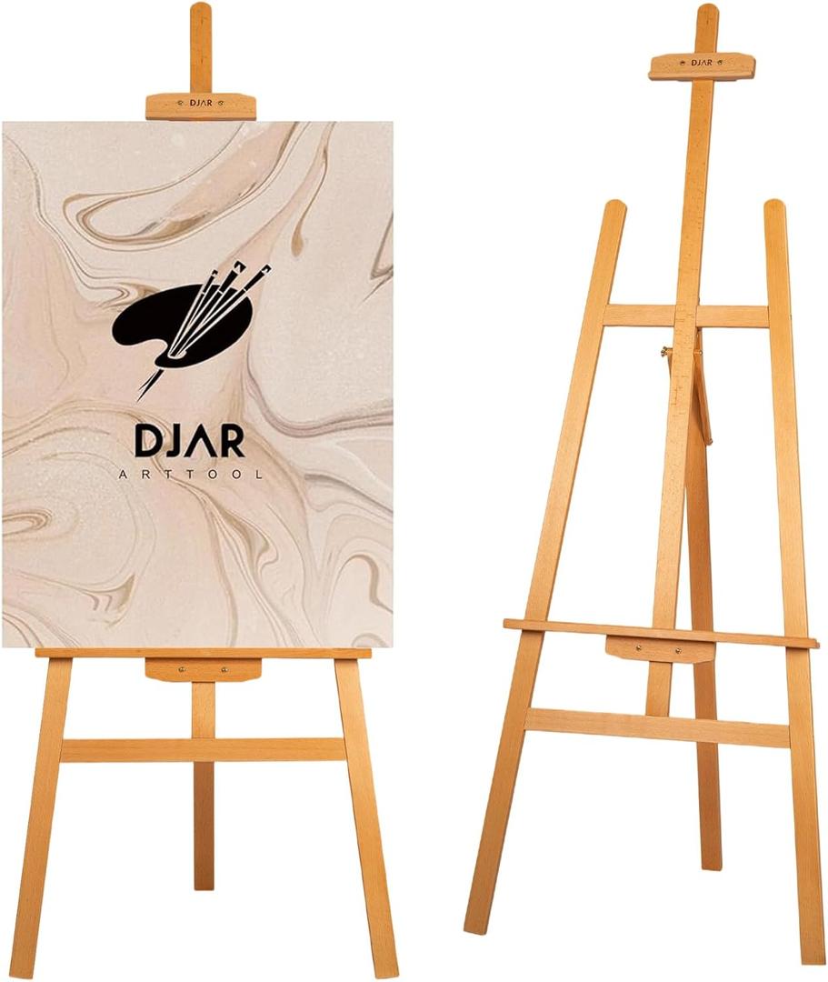 DJAR Solid Beechwood Art Easel for Painting, Folding Floor Easel Stand for Drawing, Wedding Sign and Poster, Ajustable Wooden Easel for Artist and Beginner, Hold Canvas up to 41.7"