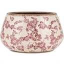 Ninehaoou 9.8 Inch Large Vintage Ceramic Planter Ice Crack Glaze Pink Rose Floral Flower Pot with Drainage Hole Rustic Decorative Plant Pots Gifts for Home Kitchen Office Indoor Outdoor Plants