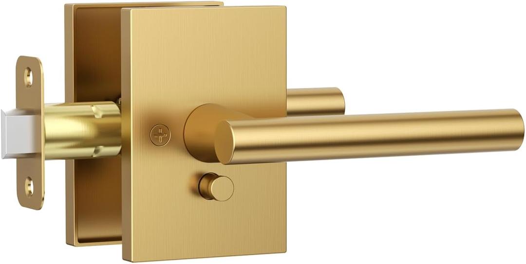 Amerdeco 10 Pack Champagne Bronze Privacy Interior Door Handles | Thumb-Turn Privacy Lock,Fits 1-3/8"-1-3/4" Doors,Adj. 2-3/8"-2-3/4" Latch,Heavy-duty Zinc,Easy DIY Setup