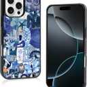 Cute Trendy Blue Coquette Collage Aesthetic Phone Case for iPhone 16 Pro Max Case for Teen Girls Women Kids Girls - 6.9Inch