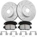Anpulsero Front Brake Kit, Drilled and Slotted Brake Rotors Brake Pads Compatible with 2004-2010 Toyota Sienna, 2005-2006 Toyota Camry (SE XLE V6 Models ONLY)| Anti-Rust Geomet Coated |296mm(11.7in)