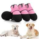 DOGOYS Dog Shoes, Outdoor Dog Boots Non-Slip Waterproof Dog Booties for Medium to Large Dogs 4Pcs for Winter Snowy Day, Summer Hot Pavement with Rugged Sole Pink Size 5