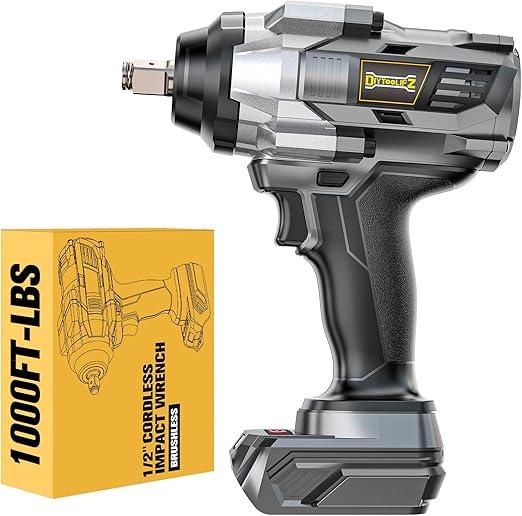 Cordless Impact Wrench 1/2 inch for DeWalt 20v Battery, Impact Wrench 900Ft-lbs(1200N.m) High Torque Brushless Electric Impact Gun, Power Impact Driver with 4-Mode Speed, LED Work Light(no battery)