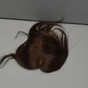 Short Clip in Human Hair Bangs, Lace Human Hair Toppers for Women Thinning Hair Middle Part Straight Hairpieces Extensions 6inch (Light Brown+Short Hair)