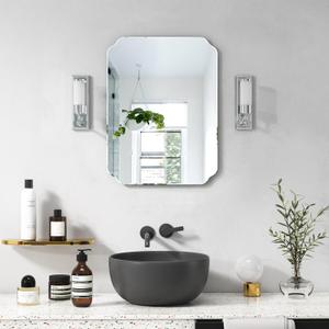 Bathroom Mirrors for Over Sink, Frameless Mirrors for Wall, 24x18 Inch Beveled Bathroom Mirror, Bathroom Vanity Mirror for Bedroom Living Room Entryway Home Decor