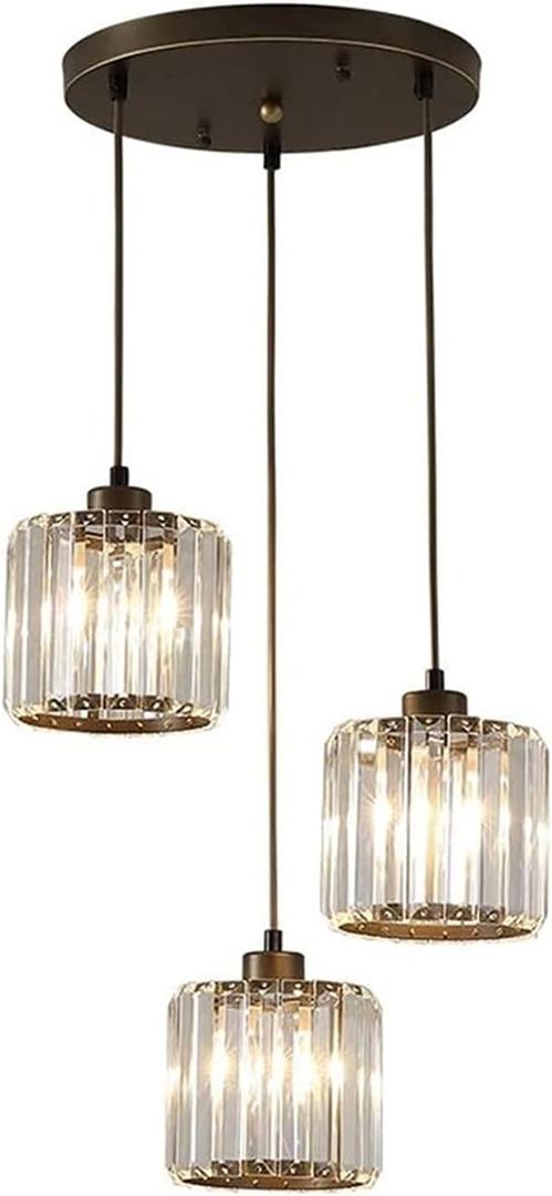 aixialin Contemporary Pendant Light Crystal Glass Suspension 3-Light Metal Hanging Lamps Design E27 Chandelier Lampshade Suitable for Hallways Dining Conference Room Indoor Engineering Flush Mount Light