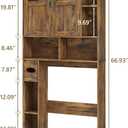 Vabches Over The Toilet Storage Cabinet, Bathroom Shelf Over Toilet with Glass Doors and Adjustable Shelves, Brown Freestanding Home Space Save Toilet Rack, for Restroom, Bathroom, Laundry, W31.69''