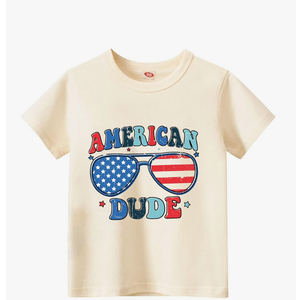 Kids Boys American Flag Shirts 4th of July T-Shirt Toddler Girls Cotton Patriotic Tops Tee Independence Day Clothes 3-4 Years
