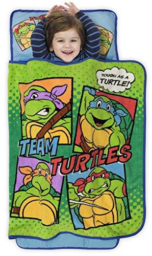 Teenage Mutant Ninja Turtles Nap-Mat - Includes Pillow and Plush Blanket – Great for Boys and Girls at Daycare, Preschool, Or Kindergarten