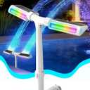 2026 Height Upgrade Solar Pool Fountain with 10-Color 4-Modes Lights, Dual Spray Waterfall Sprinkler 360° Adjustable, Compatible with Above & Inground Pools for Cooler Relaxation (White)