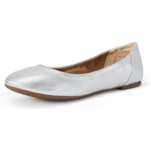 Amazon Essentials Women's Ballet Flat, Silver, 11 Wide US