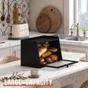 GHWIE Large Bread Box, Easy Access & Cleaning - Bamboo Bread Box for Kitchen Countertop with Acrylic Door (Black, Medium)