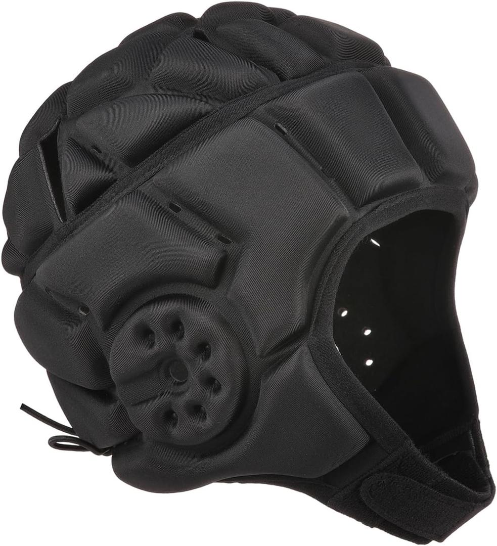 Rugby Soft Helmet Soccer Headgear Scrum Cap 7v7 Flag Football Helmet (Medium, BLACK Pro 1/2 inch)