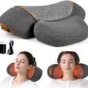 3-in-1 Rechargeable Neck Massager Pillow with Heat, Vibration & Traction, Deep Tissue Pain Relief, Neck Hump Corrector & Cervical Support for Home Office Travel (Gray) (Gray)