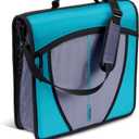 Case-it Mighty Zip Tab School Zipper Binder | 3-Inch O-Rings, 600-Sheet Capacity, 5-Subject Expanding File Folder, Multiple Pockets & Storage Organizer, Shoulder Strap | D-146 Aqua Marine