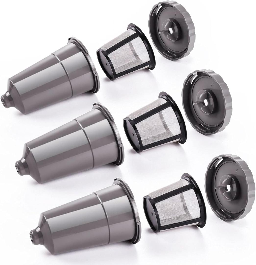 for Keurig My K-Cup Reusable Coffee Filter, Brew Coffee or Tea, Fits K10 K15 K40/45 K55 K60/65 K70/75/79 Series with Sustainable Coffee Accessories, Gray 3 Pack