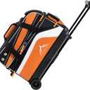 GoHimal Double Roller 2 Ball Bowling Bag with Separate Shoe Compartment for Bowling Shoes (Up To US Men Size 15) and Abundant multifunction Accessory Pocket, Upgraded fabric, Retractable Handle - Extends to 40", One Size