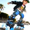 Sportneer Kids Roller Skates: 4 Size Adjustable Quad Skates with Light Up Wheels for 5-8, 8-12 Girls Boys Kids Toddlers Beginners, Birthday Gift with Protective Gear Set for Outdoor Indoor, S (30-33)