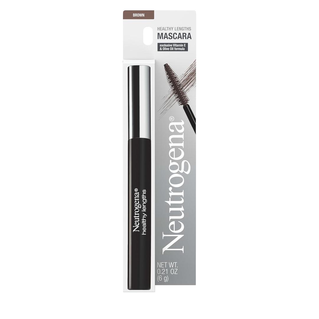 Neutrogena Healthy Lengths Mascara for Stronger, Longer Lashes, Clump-Free, Smudge Proof, Flake-Free, Lengthening Mascara with Olive Oil & Vitamin E Nourishes Eyelashes, Brown 03, 0.21 oz