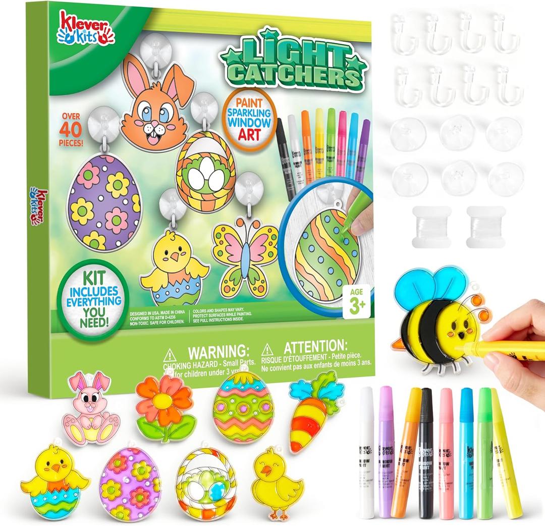 2 x Klever Kits 18 Pcs Easter Suncatchers Crafts Set, Suncatcher Window Art Craft Kit for Kids Art & Home School Activities Party Favor Easter Party Supplies
