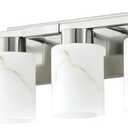 6-Light Bathroom Light Fixtures, Modern Vanity Lights, Brushed Nickel Metal Wall Lamp with White Marble Glass for Bathroom, Mirror, Living Room, Bedroom, Cabinet, Porch, Hallway, E26 Base