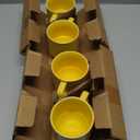 Stackable Coffee Mugs Set: 13 oz Ceramic Stacking Cups for Cappuccino Latte Tea - Microwave Safe Mug for Home & Office - 4 PCS, Yellow