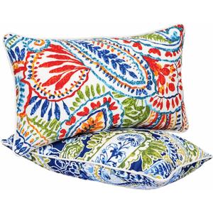 JMGBird Outdoor Lumbar Pillows Set of 2-12x20 Inch Water-Repellent Throw Pillows with Inserts for Patio Furniture, Garden, Couch & Outdoor Decor