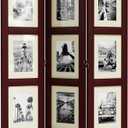 SZQINJI 3 Panel Photo Room Divider Screen, Solid Wood Divider for Room Separation for 8x10 Picture Frame Without Mat for 5x7 Photo with Mat, Walnut