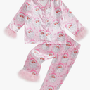 Twopumpkin Toddler Girl Boy Halloween Satin Silk Pajamas Button Down 2 Piece Pajama Set Little Kids Girls Pjs Nightgown Small